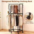 Rotating Double-Layer Hexagonal Coat Rack - 2
