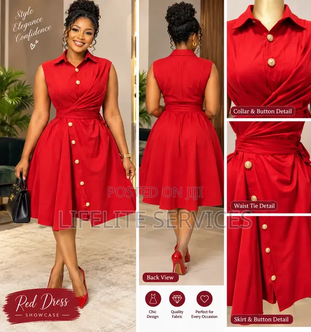 Curvy Plus Size Casual Sleeve Dress - Red - 1