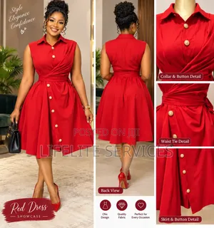 Curvy Plus Size Casual Sleeve Dress - Red