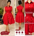 Curvy Plus Size Casual Sleeve Dress - Red - 1