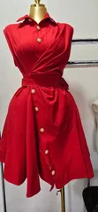 Curvy Plus Size Casual Sleeve Dress - Red - 2