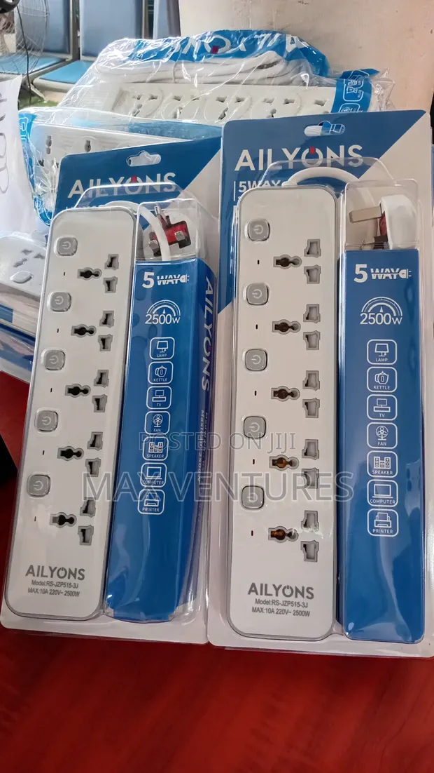 Ailyons 5-Way Power Strip with Individual Switches - 1
