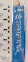 Ailyons 5-Way Power Strip with Individual Switches - 3