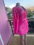Thrift Pink Sequin Wrap Dress - Women's Size L - 1