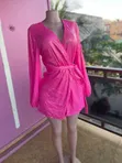 Thrift Pink Sequin Wrap Dress - Women's Size L - 2