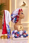 White Floral Bonnet, Scarf & Scrunchies Set - 2