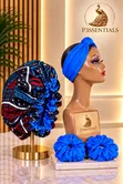 P3SSENTIALS Blue Black Bonnet, Headband & Scrunchies Set - 2