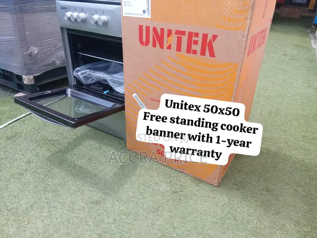 Unitek 50x50 Modern Gas Cooker - 4 Burners + Oven + Hotplate - 1