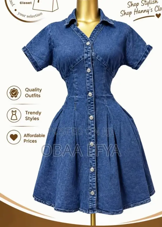 Stylish Women's Denim Jeans Dress - XL-XXL - 1