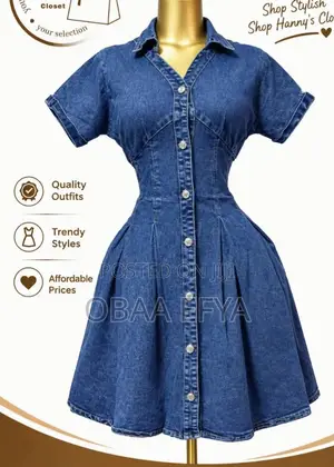 Stylish Women's Denim Jeans Dress - XL-XXL