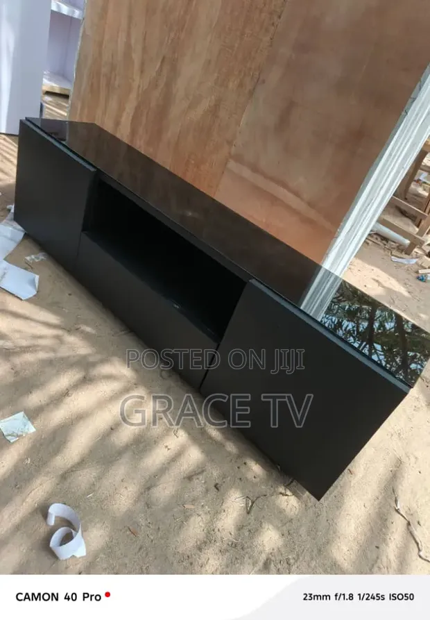 Modern Design TV Stand with Glass Top - 1