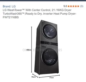 All New LG Tower Washing Machine 21/16kg