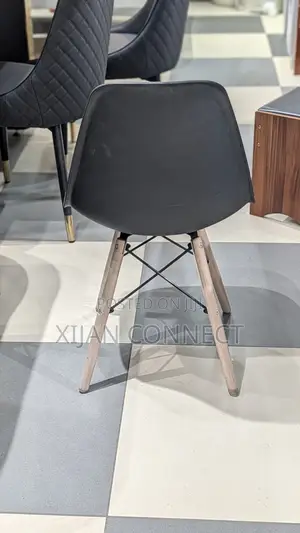 Modern Black Dining Chair - Wooden Legs