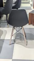 Modern Black Dining Chair - Wooden Legs - 1