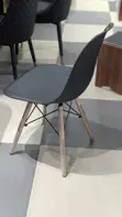Modern Black Dining Chair - Wooden Legs - 2