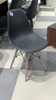 Modern Black Dining Chair - Wooden Legs - 3