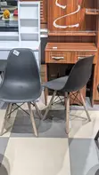 Modern Black Dining Chair - Wooden Legs - 4
