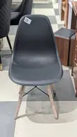 Modern Black Dining Chair - Wooden Legs - 5