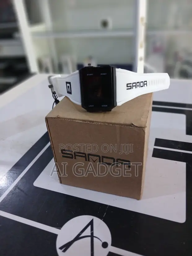 SANDA 9003 Square Digital Watch - White Strap - 1