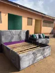 Queen Size Bed Frame with 3-in-1 Sofa Chair - 1