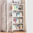 5-Tier Heavy Foldable Storage Rack with Wheels - White - 1