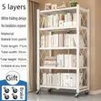 5-Tier Heavy Foldable Storage Rack with Wheels - White - 2