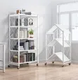5-Tier Heavy Foldable Storage Rack with Wheels - White - 3
