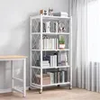 5-Tier Heavy Foldable Storage Rack with Wheels - White - 4