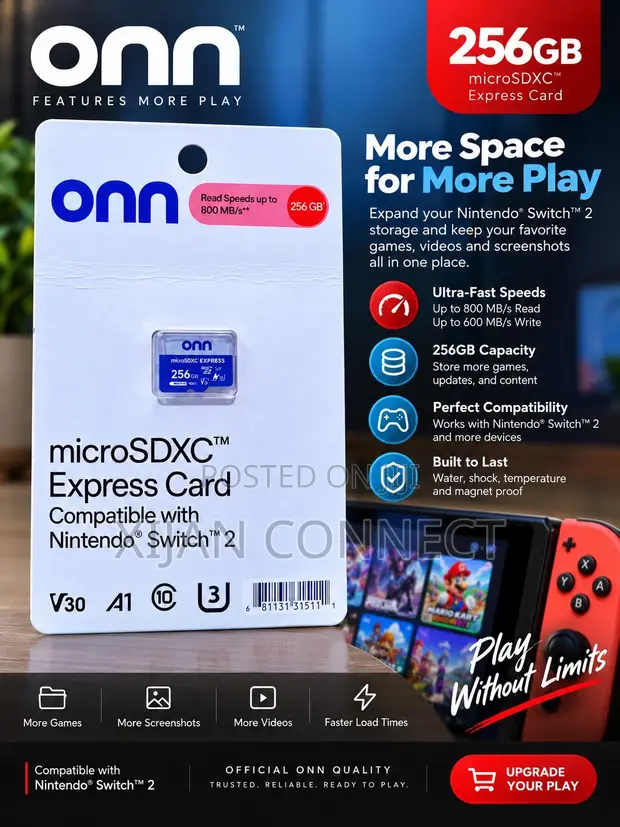 Onn 256GB microSD Express Card for Nintendo Switch 2 - 1