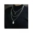 Multi-Layer Cross Pendant Necklace - Silver - 1