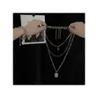 Multi-Layer Cross Pendant Necklace - Silver - 2