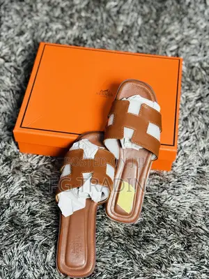 Brown Hermes Ladies Slippers