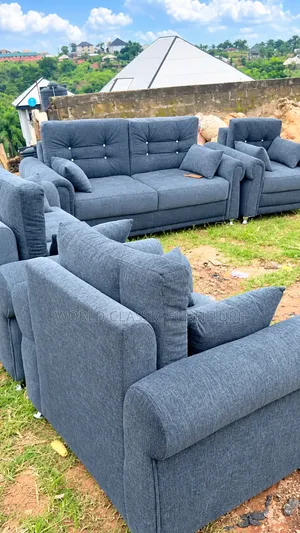 Modern 5-Seater Fabric Sofa Set - Gray