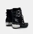 Black Leather Gothic Western Ankle Boots - 1