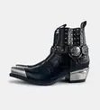 Black Leather Gothic Western Ankle Boots - 2