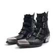 Black Leather Gothic Western Ankle Boots - 5