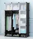 12 Cubes Plastic Wardrobe with Shoe Rack - Black/White - 1