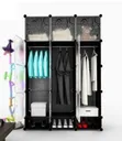 12 Cubes Plastic Wardrobe with Shoe Rack - Black/White - 2