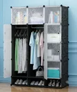 12 Cubes Plastic Wardrobe with Shoe Rack - Black/White - 3
