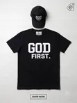 "GOD FIRST" T-Shirt Matching Cap Set (Size L) - 1