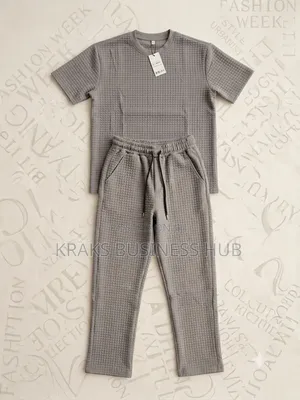 Men's Textured Grid Lounge Set
