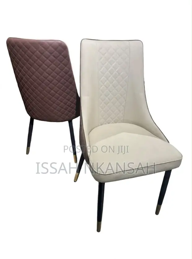 Beige + Brown Quilted Dining Chairs (Set of 2) - 1