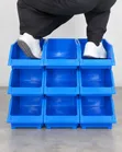 3-Piece Blue Stackable Plastic Parts Storage Bins Set - 1