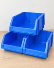 3-Piece Blue Stackable Plastic Parts Storage Bins Set - 2