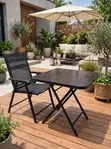 Folding Black Table & Mesh Chair Set - 1