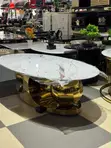 White Marble Gold Boll Coffee Table - 1