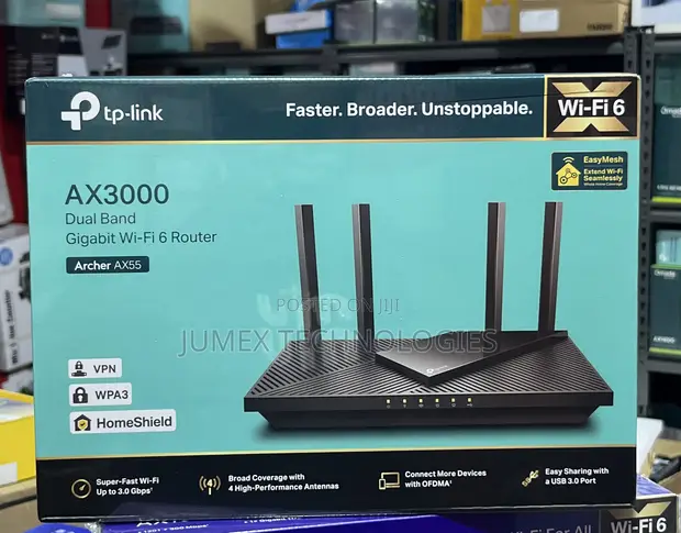 TP-Link Archer AX55 AX3000 Dual Band Gigabit Wi-Fi 6 Router - 1