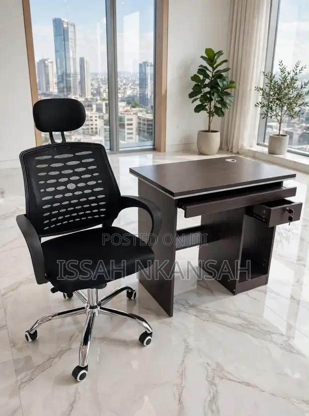 Small Size Desk + Mesh Office Chair - 1