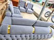 Luxury Grey Velvet Chesterfield Sofa Set - 3