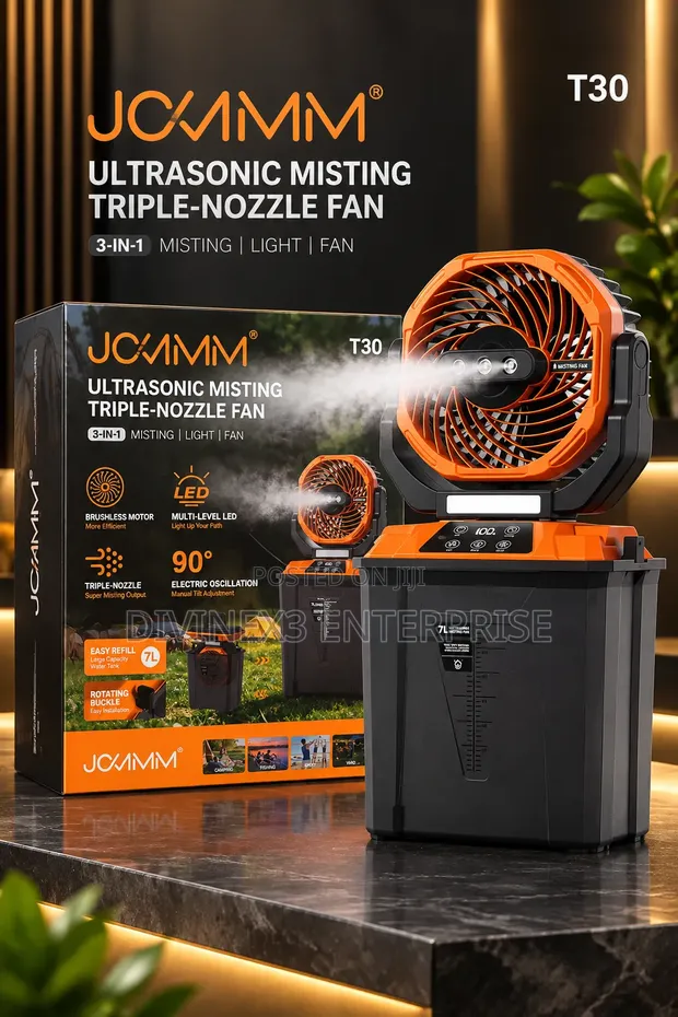 Portable Rechargeable Misting Fan with LED Light - 1